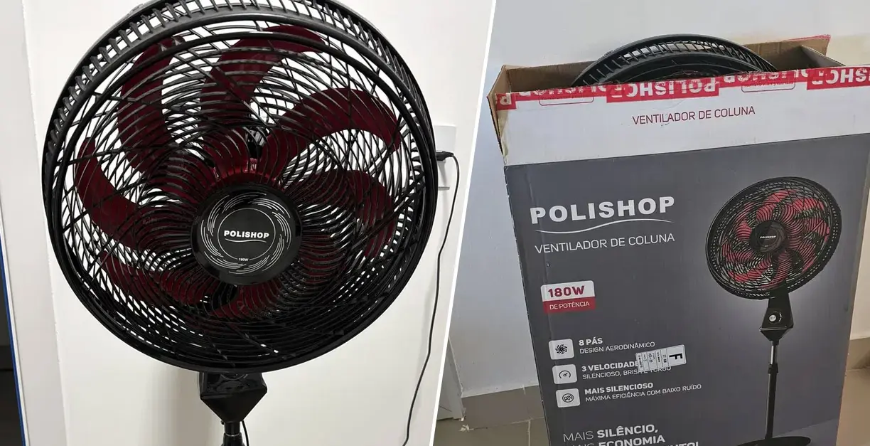Ventilador de Coluna Polishop 8 Pás em uso