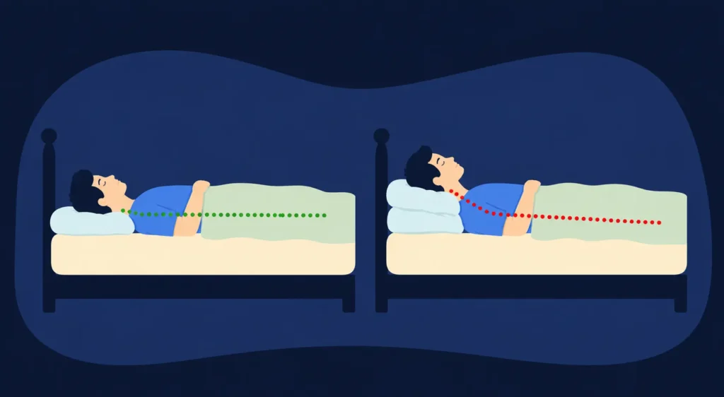 Dormir de barriga para cima, forma certa e forma errada